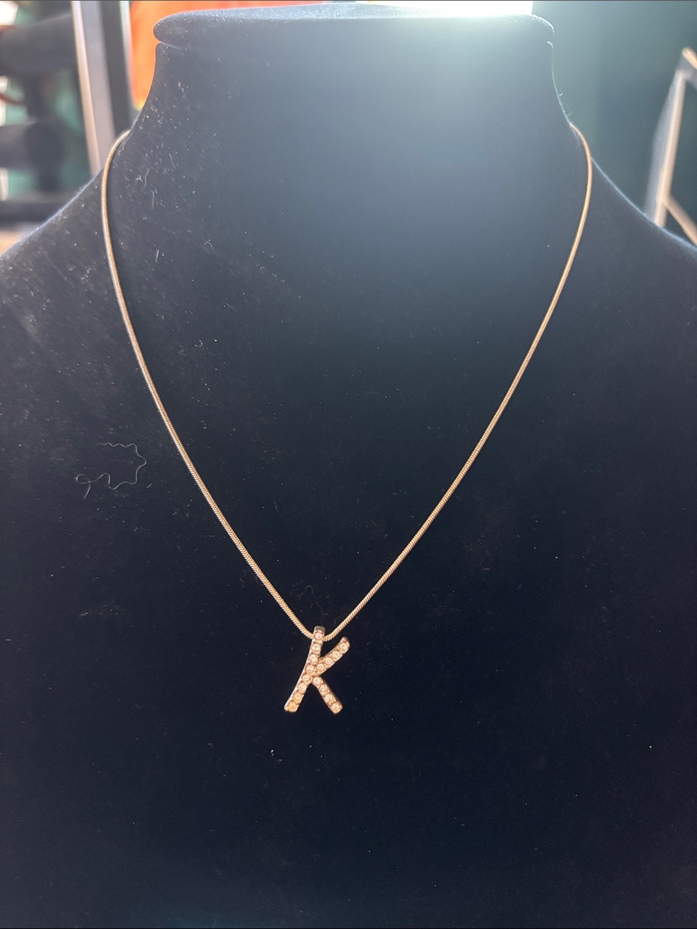 New York & Company Silvertone Crystal 'K' Initial Pendant Necklace